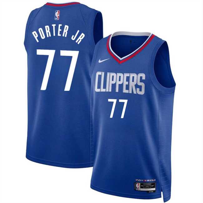Men%27s Los Angeles Clippers #77 Kevin Porter Jr Blue Icon Edition Stitched Jersey Dzhi